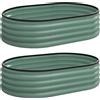 Outsunny Set di 2 Aiuole Rialzate in Metallo Galvanizzato con Bordo in Gomma e Design Modulare, 135x90x30 cm Verde | Aosom Italy