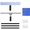 Neuytiky Kit Lavavetri Professionale,Kit per La Pulizia Delle Finestre con Ganci,Tergivetro in Acciaio Inox,per La Pulizia Di Finestre,Bagno,Doccia,Auto