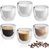 Dilireba 6 Pezzi Bicchierini Caffe Vetro Doppia Parete 80ml, Tazzine Caffe Vetro Doppia Parete, Per Tè, Cappuccino, Latte, Caffè, Trasparente