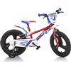 DINO BIKES Bicicletta Bambino 4-7 Anni Bianco - Rosso - Blu Con Rotelline Stabilizzatrici 14 Pollici