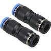 PATIKIL 1/4 a 6mm Riduzione Connessione a Pressione Aria Tubo Raccordo, 2pz Dritto Unione Riduttore Pneumatico Rapida Connessione Raccordi, Nero & Blu