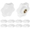QUARKZMAN 10pz Pomelli a Stella M8 Filettatura Femmina Testa 32mm Plastica con Foro Non Passante Maniglie di Serraggio Avvitate in Ottone Manopole Filettate, Bianco