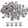 QUARKZMAN 100 Set di Rivetti in Pelle, 6x6mm Rivetti a Doppia Testa in Metallo per Riparazione Fai da Te di Artigianato in Pelle Borse Cinture Scarpe, Tono Argento