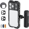 NEEWER Kit Phone Cage Compatibile con iPhone 17 Pro Solo, Accessori Stabilizzatore Video Rig con Anello Filtro 67mm, Backplate per Lente 17mm/T Mount, Grip Bluetooth a Sgancio Rapido, PA143 (Nero)