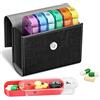 FINPAC Portapillole Settimanale 7 Giorni 4 Volte, 28 Scomparti Giornaliero Pill Box Organizzare con Borsa PU e Nome Carta, Scatola della Medicin de Viaggio, Mattino Pomeriggio Sera Notte,