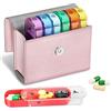 FINPAC Portapillole Settimanale 7 Giorni 4 Volte, 28 Scomparti Giornaliero Pill Box Organizzare con Borsa PU e Nome Carta, Scatola della Medicin de Viaggio, Mattino Pomeriggio Sera Notte,