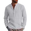 LVCBL - Camicia da uomo a maniche lunghe, estiva, per il tempo libero, in lino, vestibilità normale, grigio chiaro, L