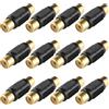 KUOQIY 12 Pezzi Accoppiatore da Femmina a Femmina RCA, RCA Accoppiatore Adattatore Phono, per Altoparlanti, Fono, Amplificatore, Placcato Oro - Nero
