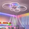 Caufloce 95cm Plafoniera Ventilatore Da Soffitto RGB Dimmerabile, Reversibile Ventilatori Da Soffitto Con Luci E Telecomando App, Lampadario Con Ventilatore Da Soffitto Moderno 72w Soggiorno Silenzioso-White