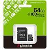 Kingston Scheda SD Kingston 64GB microSDXC Canvas Select Plus Gen3 100MB/s A1 Card + Adapter