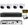 HIKVISION KIT VIDESORVEGLIANZA IP POE 4 MPX NVR 4 CANALI 4K 4 TELECAMERE TURRET 4 MP CON A