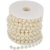 Beufee Ghirlanda di Perle Finte, 10 m/Rotolo di 8 mm Ghirlanda di Perline Stringa Rotolo di Perline di Perle per Feste di Matrimonio 32,8 Piedi(Beige)