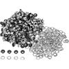 QUARKZMAN 300 Set Kit Occhielli in Metallo 3mm 1/8 Foro Occhielli per Teloni Piccolo Occhiello con Rondelle per Scarpe Vestiti Cintura Etichetta Borsa Tessuto Pelle Progetto, Nero Opaco