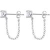 Reffeer Orecchini a catena in argento Sterling 925, per donne e ragazze, piccoli orecchini, 2.1CM, Argento, Zirconia cubica