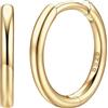 Suplight Orecchini Donna Oro a Cerchio Piccolo in Argento 925 Orecchini Huggie Cerchio 14mm Placcato Oro con Confezione Regalo per Donna