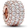 PANDORA Ciondolo Moments a forma di rosa placcato in oro 14 k con zirconia cubica trasparente