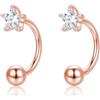 Reffeer Orecchini a cerchio in argento sterling 925 a forma di stella con mezza stella aperta Huggie per donne ragazze, Argento, Zirconia cubica, C-Rose Gold Plated, AAE082+GiftBox