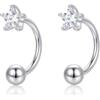 Reffeer Orecchini a cerchio in argento sterling 925 a forma di stella con mezza stella aperta Huggie per donne ragazze, Argento, Zirconia cubica, AAE082+GiftBox