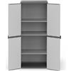 Armadio da Esterno 68x40x165 cm 2 Ante 4 Ripiani in Resina Grigio