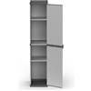 Armadio da Esterno 34x40x165 cm 1 Anta 4 Ripiani in Resina Grigio