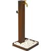 Fontana da Giardino Design a Colonna Quadrata Rubinetto in Ottone e Base con Ciottoli Corten