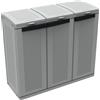 Armadio Per Raccolta Differenziata 102x39x88,7 cm 3 Ante in Polipropilene Ecocab Grigio