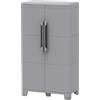 Armadio Portascope Modulare da Esterno 78x43,6x143 cm 2 Ante 2 Ripiani in Polipropilene Transforming Grigio e Nero