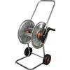 Carrello Avvolgitubo Manuale con Ruote 50 mt Tubo Ø1/2" in Acciaio Zincato Grigio Agrati