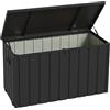 Outsunny Panca Contenitore da 450L con 2 Rotelle e Maniglie, in Acciaio e PP, 125.5x61.5x70 cm, Grigio Scuro