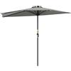 Outsunny Ombrellone da Parete Mezzaluna Salvaspazio con Apertura a Manovella, 2.7x2.4 m, Grigio Chiaro | Aosom Italy