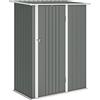 Outsunny Capanno Porta Attrezzi in Metallo con Tetto Inclinato e Porta Bloccabile, 142x86x189 cm, Grigio Chiaro | Aosom Italy