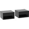 HOMCOM Set da 2 comodini sospesi, con cassetto e scomparto aperto, 37 x 32 x 21 cm, Nero | Aosom Italy