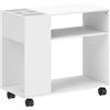 HOMCOM Mobile porta stampante con scomparto e ripiani, per ufficio 70 x 34 x 60 cm Bianco | Aosom Italy