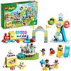 LEGO DUPLO Town Parco dei Divertimenti, Modellino da Costruire con Attrazioni, Scivoli, Giostre e Treno Giocattolo, Set con 7 Minifigure e Accessori, Giochi per Bambini e Bambine da 2 Anni 10956