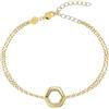 Breil, Collezione Hexagonia, Bracciale Donna in Acciaio Specchiato, con Doppia Catenina Sottile ed Elemento Esagonale, Pratica Chiusura, Lunghezza Regolabile 15-21 cm, Colore Gold, Idee Regalo Donna