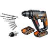 WORX WX390.1 H3 Martello Pneumatico, Trapano e Avvitatore 20V - 2 Batterie da 20V da 2,0Ah Li-Ion
