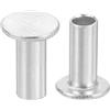 QUARKZMAN 50pz Rivetti Semitubolari, 5mm x 12mm Rivetti Semi-Tubolari Testa Piatta Tonda Alluminio Rivetti con Perno Metallo per Riparazioni Domestiche Industriali, Argento