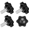 QUARKZMAN 4pz Manopola a Vite Serraggio 1/4-20 x 0.55 Plastica 32mm Dia | Manopola Stella a Forma Esagonale Impugnature, per Base Ombrellone Mobili Meccanici, Maniglia Vite Serraggio Manuale