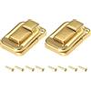 METALLIXITY 2pz Blocco Chiusura Gancio 48mm x 32mm Cerniera Chiusure Dorato | Ferro, per Armadi Scatole Valigie