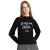 GAÀLLE Gaëlle Paris Maglione Donna in Maglia Nera con Scritta 'Bonjour, Design Parigino, Stile Casual Elegante TG-L/3