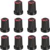 QUARKZMAN Potenziometro Manopola Controllo ABS Chitarra per 6mm Tipo D Albero Elettrico Chitarra Potenza Amplificatori Stereo, Basso Volume Manopola Rotante Tono 270 Gradi Nero Rosso 10pz