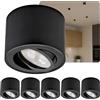 Sweet Led - Faretto da soffitto piatto, nero spazzolato, proiettore da soffitto in alluminio, con modulo LED da 5 W, orientabile, rotondo, 230 V, luce calda da soffitto