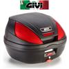 GIVI Bauletto nero goffrato catadiottri rossi con piastra e kit universali E370N GIVI