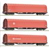 ROCO 6600156 Scala HO Set tre Carri merci a carrelli con telone scorrevole DB AG