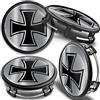 SkinoEu 4 x 75mm Coprimozzo Copricerchi Tappi Ruota Cerchi Lega Ricambio Compatibili per Mercedes Benz 6470207 / B66470200 Nero Argento Croce di Ferro CMZ 7