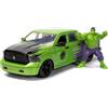 Jada TOYS Marvel 1/24 Hollywood Rughe 2014 Ram 1500 con Hulk Figurina, Verde/Viola