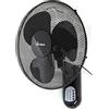 ARDES | AR5W40R Ventilatore da Parete con 3 Pale Rotanti di 40cm Telecomando a Distanza Oscillazione Automatica Timer Regolabile e 3 Velocità dal Design Elegante Ventilatore Murale Nero
