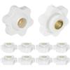 QUARKZMAN 10pz Pomelli a Stella con Filettatura Femmina M6, Testa da 25mm, Plastica con Foro Passante, Vite in Ottone, Manopole a Compressione Filettate, Bianco
