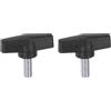 QUARKZMAN 2pz Manopole Ala T M10 x 20mm Perno Filettato Maschio Metrico, 55 Mm, Manopole Plastica Testa T, Manopola Serraggio Manuale, Impugnatura Vite Testa Zigrinata, Nero