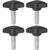QUARKZMAN 4pz Manopole a T Con Viti a Testa Alare M8x25mm - Plastica Filettatura Maschio Standard, Maniglie Serraggio a Mano, Vite a Testa Zigrinata, Nero